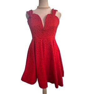 MiSC Elevated Basics off or on shoulder red dress size medium